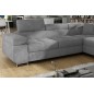 Canapé d'angle convertible en tissu velours luxe 5 places, ANNECY VELOURS, couleur gris clair, angle droit (vu de face)