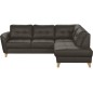 Canapé d'angle convertible en cuir italien de luxe 5 places NORIA avec coffre, chocolat, angle droit