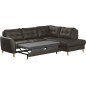 Canapé d'angle convertible en cuir italien de luxe 5 places NORIA avec coffre, chocolat, angle droit