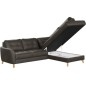 Canapé d'angle convertible en cuir italien de luxe 5 places NORIA avec coffre, chocolat, angle droit