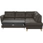 Canapé d'angle convertible en cuir italien de luxe 5 places NORIA avec coffre, chocolat, angle droit