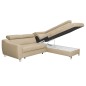 Canapé d'angle convertible en cuir italien de luxe 5 places ASTRID, beige, angle droit