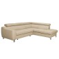 Canapé d'angle convertible en cuir italien de luxe 5 places ASTRID, beige, angle droit