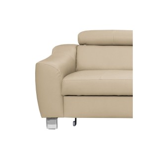 Canapé d'angle convertible en cuir italien de luxe 5 places ASTRID, beige, angle droit
