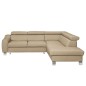 Canapé d'angle convertible en cuir italien de luxe 5 places ASTRID, beige, angle droit