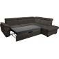 Canapé d'angle convertible en cuir italien de luxe 5/6 places TONY, avec coffre, chocolat, angle droit