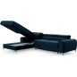 - Canapé d'angle convertible en tissu velours Luxe bleu, 5 places, angle gauche (vu de face) - GRECE VELOURS