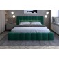 Lit 180x200 rembourré en velours luxe avec coffre et éclairage LED, vert, LANA