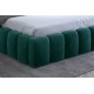 Lit 180x200 rembourré en velours luxe avec coffre et éclairage LED, vert, LANA