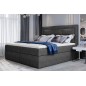 Ensemble boxspring complet tête de lit + sommiers + matelas + surmatelas VISTA de VENESETTI - tissu luxe gris foncé - 180 x 200