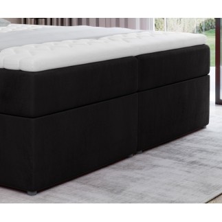 Ensemble boxspring complet tête de lit + sommiers + matelas + surmatelas IDYLLE - velours luxe noir - 140x200 cm