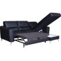 Canapé d'angle convertible en cuir italien de luxe 5 places SANTORIN, avec coffre, noir, angle droit