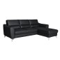 Canapé d'angle convertible en cuir italien de luxe 5 places SANTORIN, avec coffre, noir, angle droit