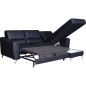 Canapé d'angle convertible en cuir italien de luxe 5 places SANTORIN, avec coffre, noir, angle droit