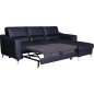 Canapé d'angle convertible en cuir italien de luxe 5 places SANTORIN, avec coffre, noir, angle droit