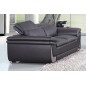 Canapé 2 places en cuir italien buffle ITALINA, noir avec surpiqure blanche