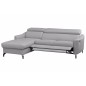 - Canapé d'angle relax en cuir de luxe italien avec relax électrique et coffre, AMBERT, gris clair, angle gauche, 4 places