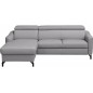 - Canapé d'angle relax en cuir de luxe italien avec relax électrique et coffre, AMBERT, gris clair, angle gauche, 4 places