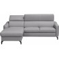 - Canapé d'angle relax en cuir de luxe italien avec relax électrique et coffre, AMBERT, gris clair, angle gauche, 4 places