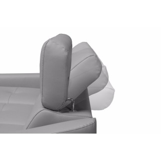 - Canapé d'angle relax en cuir de luxe italien avec relax électrique et coffre, AMBERT, gris clair, angle gauche