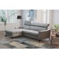 - Canapé d'angle relax en cuir de luxe italien avec relax électrique et coffre, AMBERT, gris clair, angle gauche, 4 places