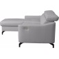 - Canapé d'angle relax en cuir de luxe italien avec relax électrique et coffre, AMBERT, gris clair, angle gauche, 4 places