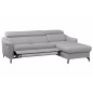 Canapé d'angle relax en cuir de luxe italien avec relax électrique et coffre, AMBERT, gris clair, angle droit, 4 places