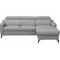 Canapé d'angle relax en cuir de luxe italien avec relax électrique et coffre, AMBERT, gris clair, angle droit, 4 places