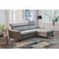 Canapé d'angle relax en cuir de luxe italien avec relax électrique et coffre, AMBERT, gris clair, angle droit, 4 places
