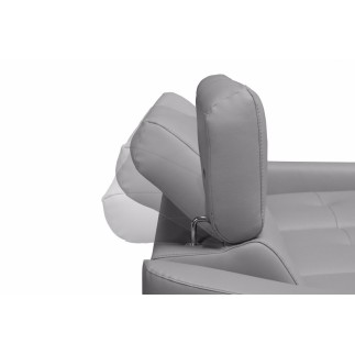 Canapé d'angle relax en cuir de luxe italien avec relax électrique et coffre, AMBERT, gris clair, angle droit