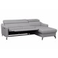 Canapé d'angle relax en cuir de luxe italien avec relax électrique et coffre, AMBERT, gris clair, angle droit, 4 places