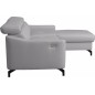 Canapé d'angle relax en cuir de luxe italien avec relax électrique et coffre, AMBERT, gris clair, angle droit, 4 places