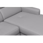 Canapé d'angle relax en cuir de luxe italien avec relax électrique et coffre, AMBERT, gris clair, angle droit, 4 places