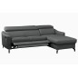Canapé d'angle relax en cuir de luxe italien avec relax électrique et coffre, AMBERT, gris foncé, angle droit, 4 places