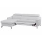 Canapé d'angle relax en cuir de luxe italien avec relax électrique et coffre, AMBERT, blanc, angle gauche, 4 places