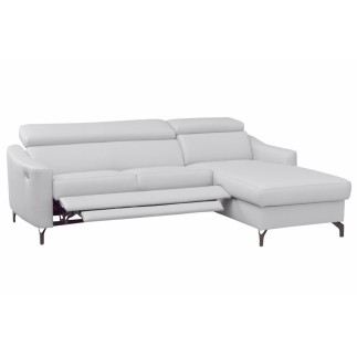 Canapé d'angle relax en cuir de luxe italien avec relax électrique et coffre, AMBERT, blanc, angle droit