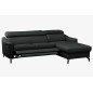 Canapé d'angle relax en cuir de luxe italien avec relax électrique et coffre, AMBERT, noir, angle droit, 4 places