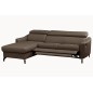 - Canapé d'angle relax en cuir de luxe italien avec relax électrique et coffre, AMBERT, taupe, angle gauche, 4 places