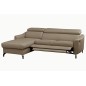 Canapé d'angle relax en cuir de luxe italien avec relax électrique et coffre, AMBERT, beige, angle gauche, 4 places