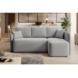 Canapé d'angle convertible HARRY en velours luxe 3/4 places, gris, angle droit (vu de face)