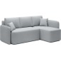 Canapé d'angle convertible HARRY en velours luxe 3/4 places, gris, angle droit (vu de face)