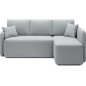 Canapé d'angle convertible HARRY en velours luxe 3/4 places, gris, angle droit (vu de face)