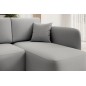 Canapé d'angle convertible HARRY en velours luxe 3/4 places, gris, angle droit (vu de face)