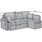 Canapé d'angle convertible HARRY en velours luxe 3/4 places, gris, angle droit (vu de face)