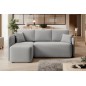 Canapé d'angle convertible HARRY en velours luxe - 3/4 places, gris, angle gauche (vu de face)