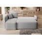 Canapé d'angle convertible HARRY en velours luxe - 3/4 places, gris, angle gauche (vu de face)