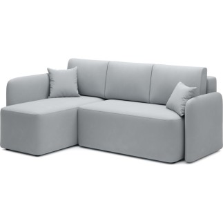 Canapé d'angle convertible HARRY en velours luxe - 3/4 places, gris, angle gauche (vu de face)