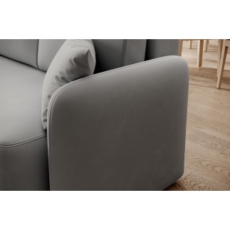 Canapé d'angle convertible HARRY en velours luxe - 3/4 places, gris, angle gauche (vu de face)