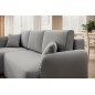 Canapé d'angle convertible HARRY en velours luxe - 3/4 places, gris, angle gauche (vu de face)