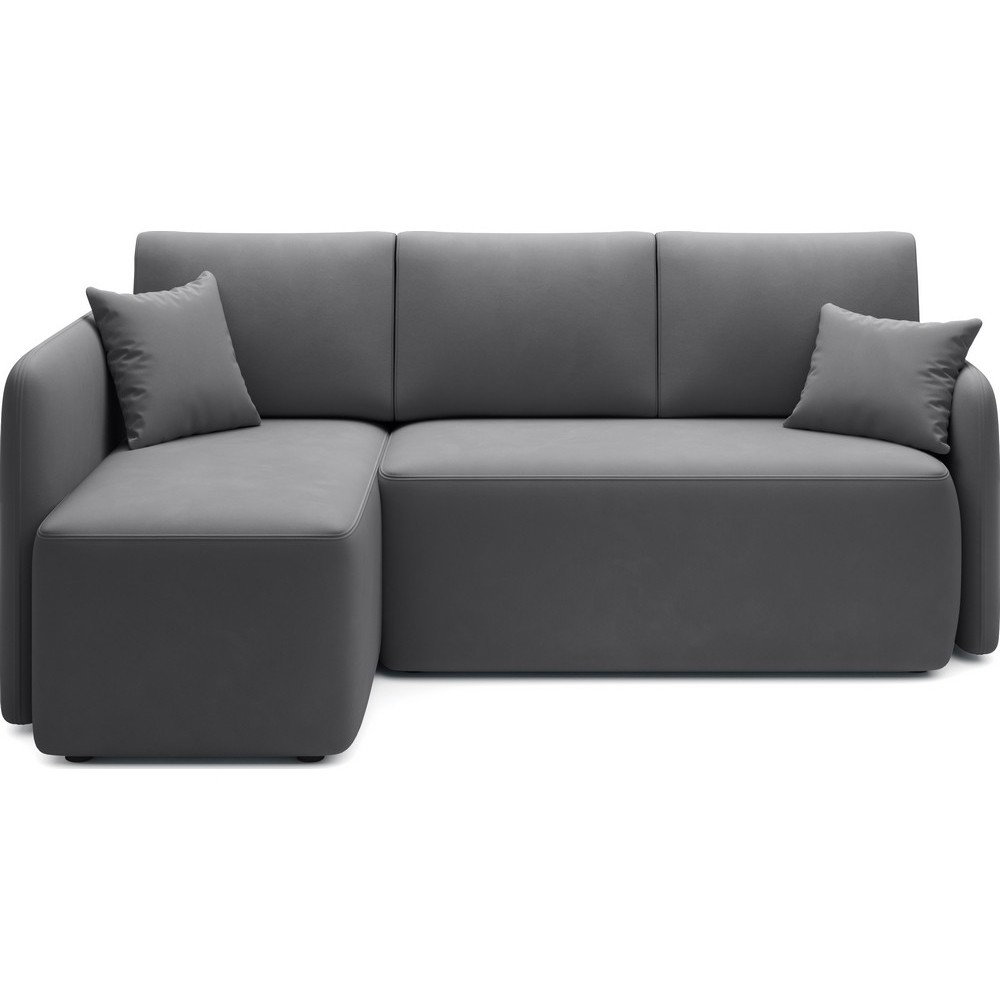 Canapé d'angle convertible HARRY en velours luxe - 3/4 places, gris foncé, angle gauche (vu de face)